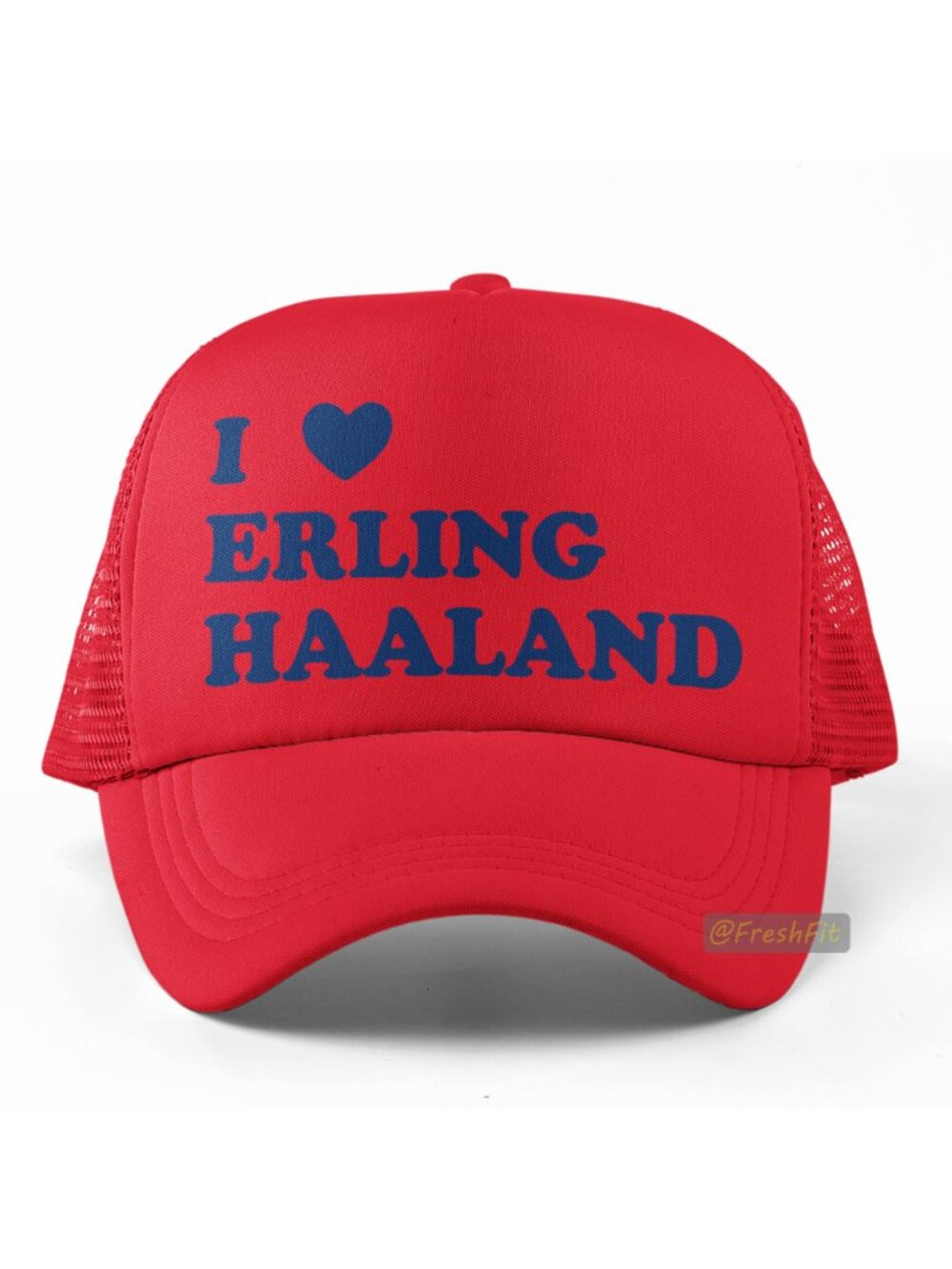 🆕I ♥ Erling Haaland Red Foam Trucker Hat Mesh Snapback Cap